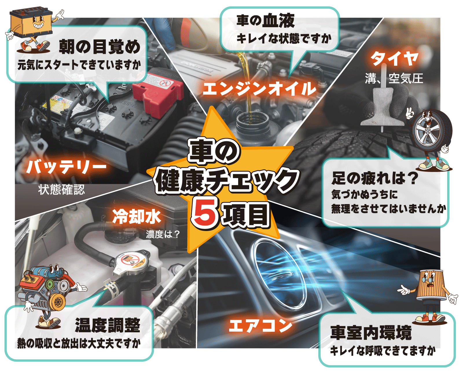 お車の健康チェック5項目